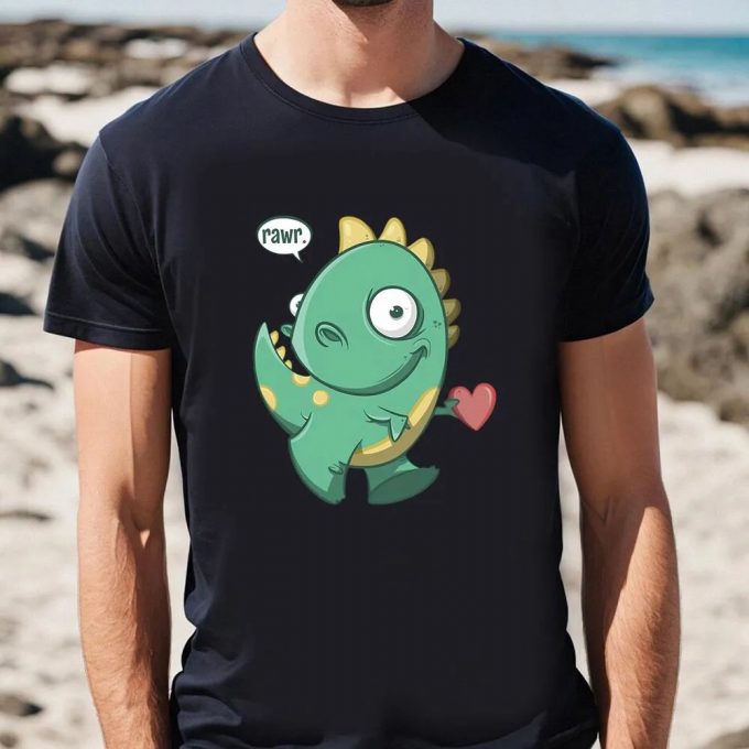 Cute Valentines Day Shirts, Valentines Day Cute Dinosaur Rawr T Shirt 3