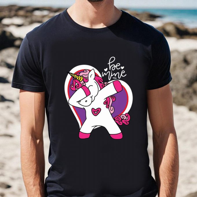 Cute Valentines Day Shirts, Valentines Day Dabbing Unicorn T-Shirt 3