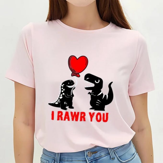 Cute Valentines Day Shirts, Valentines Day Dinosaur T Rex T-Shirt 3