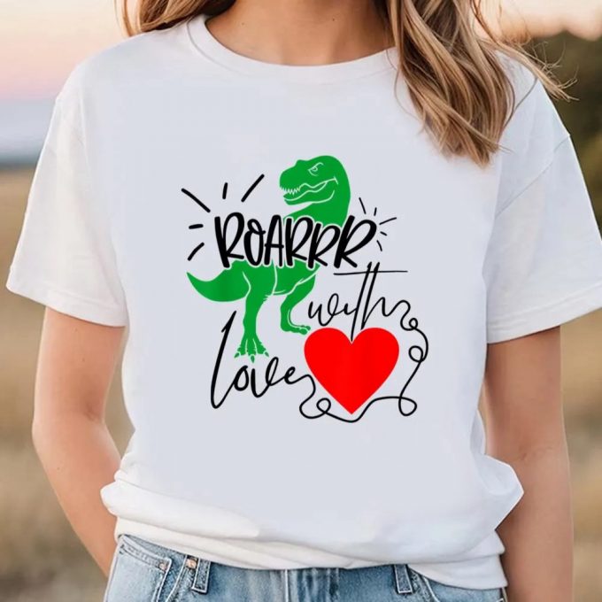 Cute Valentines Day Shirts, Valentines Day Shirt Dinosaur Valentine Gifts T-Shirt 2