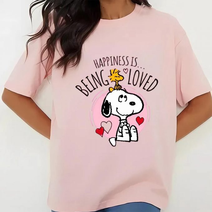 Cute Valentines Day Shirts, Valentines Day Snoopy Happiness Is Being Loved T-Shirt 3