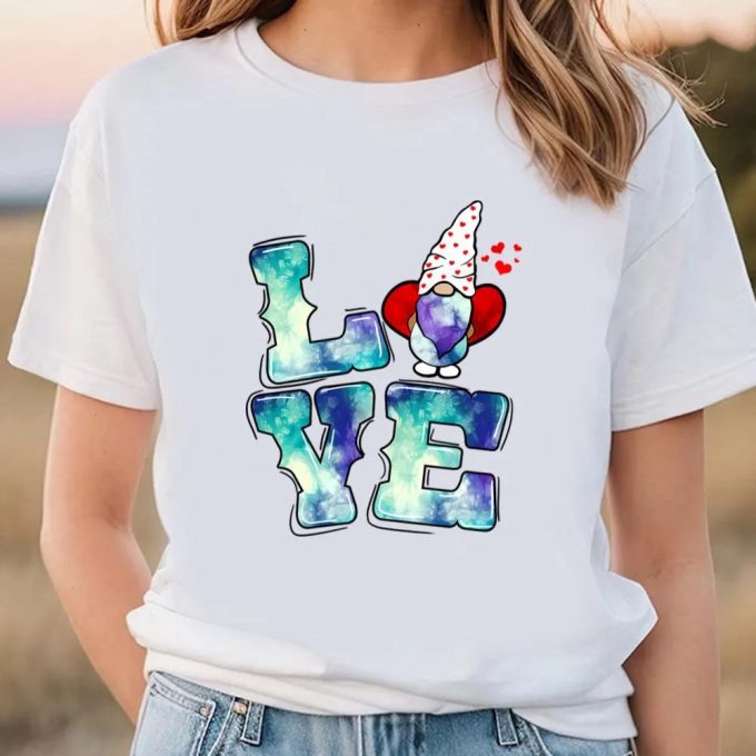 Cute Valentines Day Shirts, Valentines Gnomes Tie Dye Love Valentines Gnomes Heart T-Shirt 2