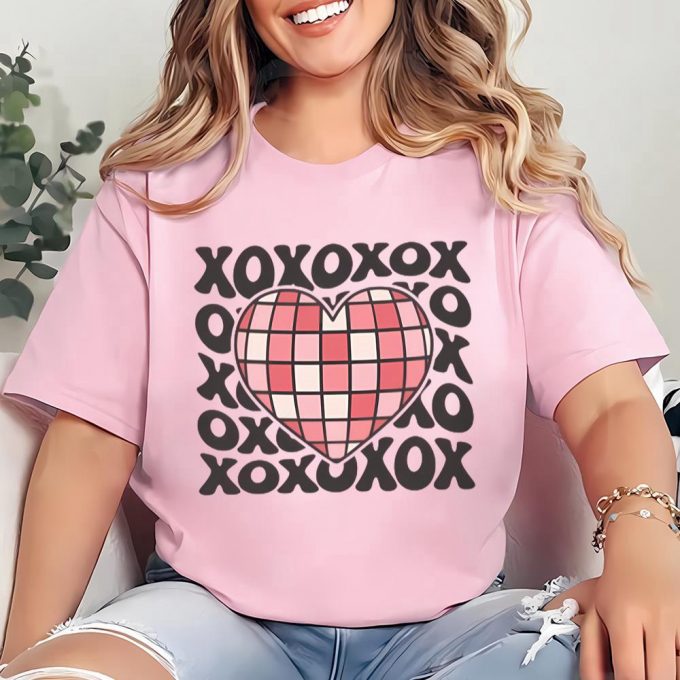 Cute Valentines Day Shirts, Xoxo Discoball Heart Valentine Shirt 2