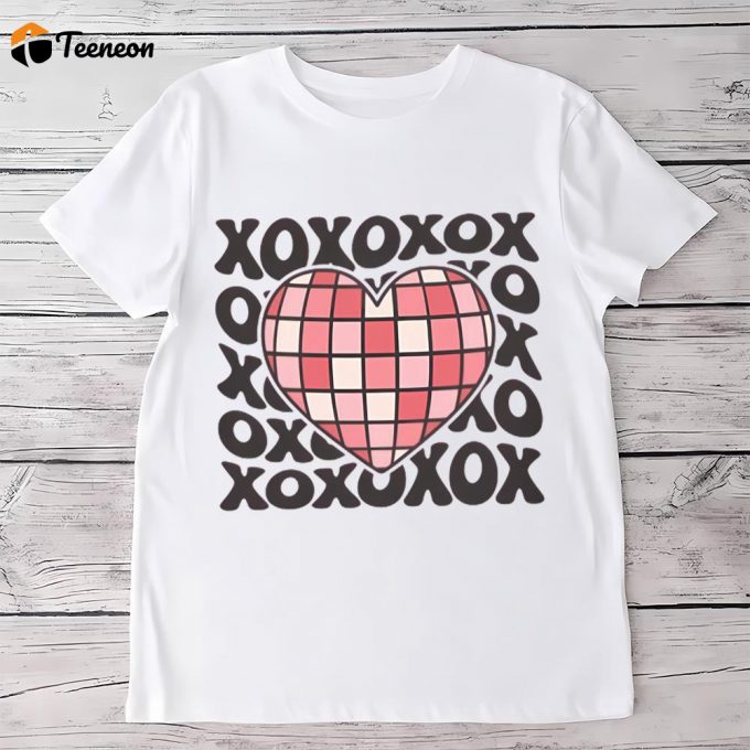 Cute Valentines Day Shirts, Xoxo Discoball Heart Valentine Shirt 1