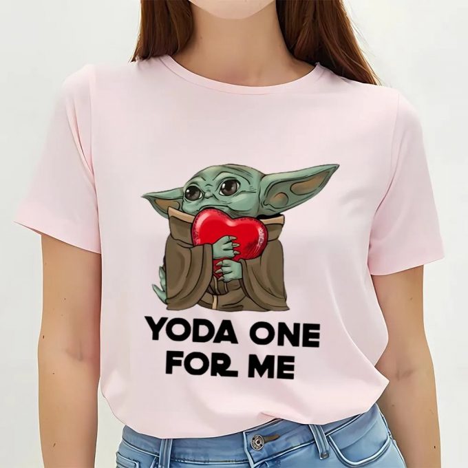 Cute Valentines Day Shirts, Yoda One For Me Baby Yoda Hugs Heart Star Wars Valentine Men Women T-Shirt 3