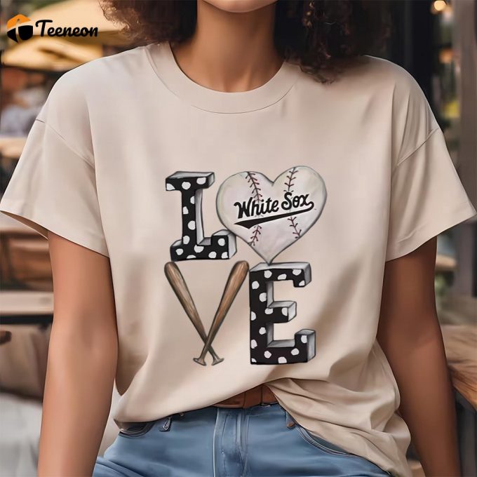 Cute Valentines Day Shirts, Youth Tiny Turnip White Chicago White Sox Baseball Love T-Shirt 1