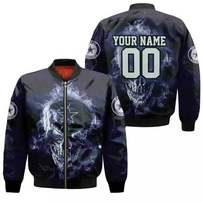 Dallas Cowboys Skull Fan Personalized Bomber Jacket - Gift For Men Women 2