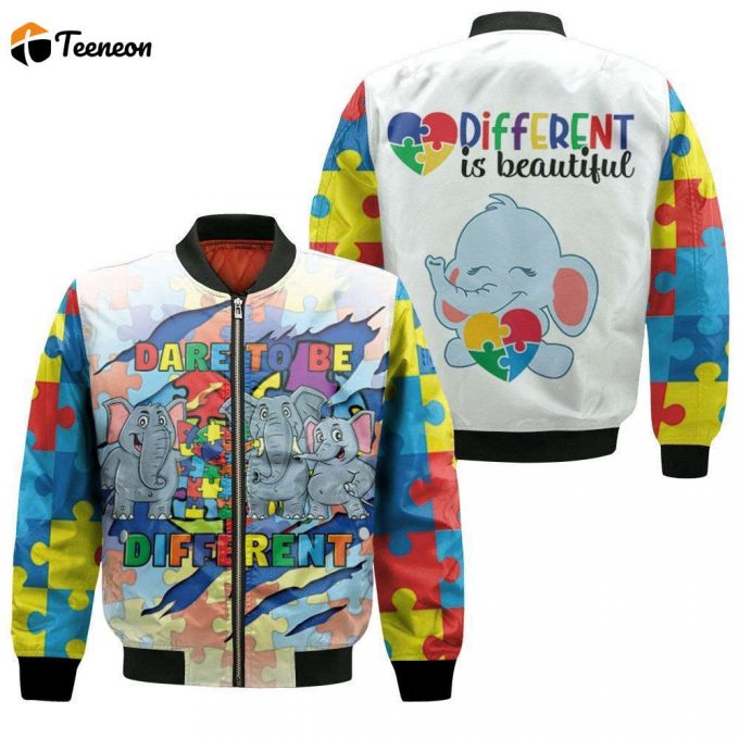 Dare To Be Different Elephant Family Bomber Jacket - Gift For Men Women 1