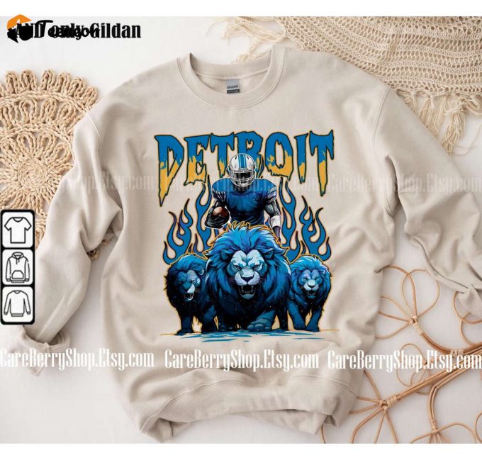 Vintage Detroit Football Skeleton Sweatshirt: Game Day Crewneck &Amp;Amp; Fan Gifts 1