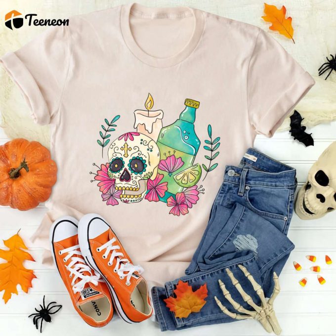 Día De Los Muertos Shirt: Cinco De Mayo Floral Sugar Skull Tee Latina Day Of The Dead Graphic Tee – Bestseller Design