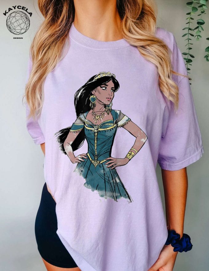 Disney Aladdin Live Action Jasmine Pose Sketch Shirt - Exquisite Jasmine Princess Attire From Disney Shop Disney Princess Shirts Online 2