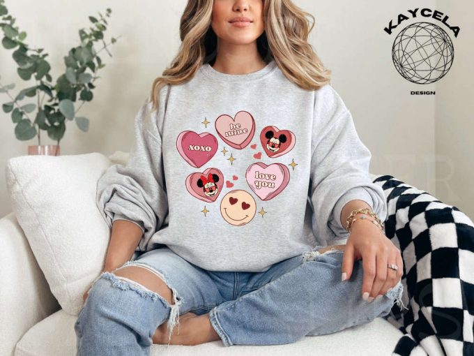 Disney Candy Hearts Valentine Shirt: Perfect For Disney Lovers &Amp; Family Vacation 2024 Valentine S Day Mickey Minnie Shirt 2