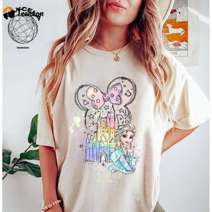 Disney Castle Frozen Elsa Princess Portrait Minnie Ears Shirt: Perfect Family Vacation Holiday Gift From Wdw Disney Parks Magic Kingdom And Disneyland 1