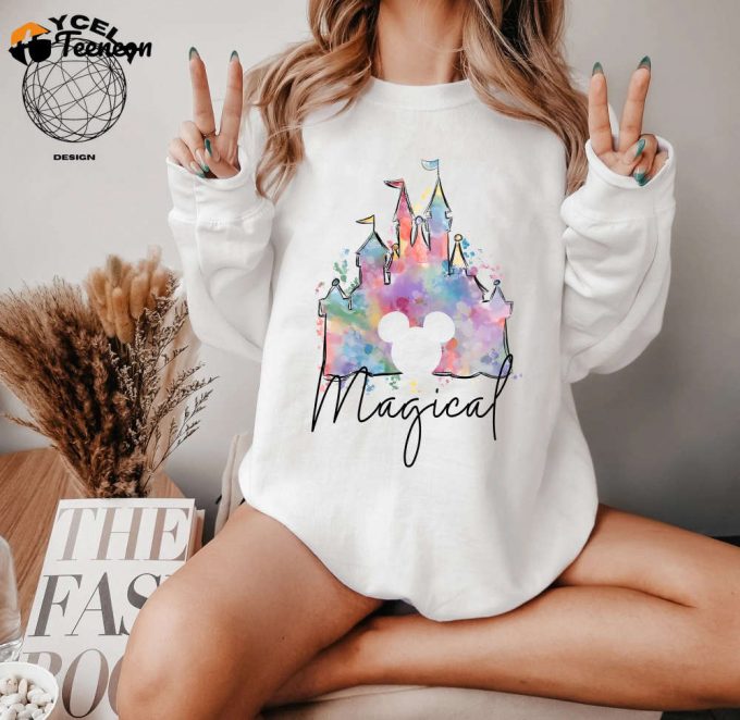 Experience The Enchantment With Disney Magic Kingdom Watercolor Shirt! Discover The Iconic Disney Castle On Our Disneyland Trip Shirt Embrace The Magic Of The Magic Kingdom Shirt Shop Now! 1