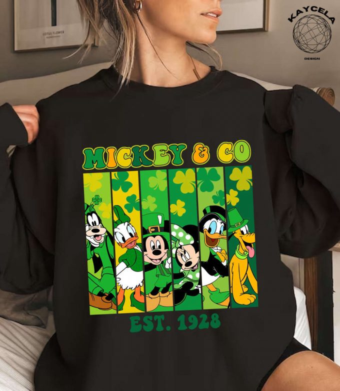 Disney St Patrick’s Day Mickey And Friends T-Shirt Est 1928 Four Leaf Clover Shamrock Family 2024 Tee 2