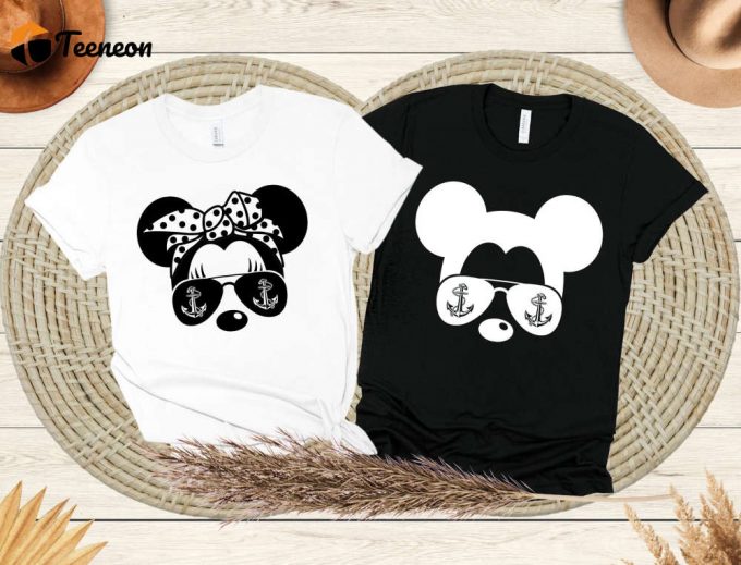 Disney Mickey And Minnie Vacation Shirt: Cruise Trip Family Fun Anchor Design Sunglasses Print 1