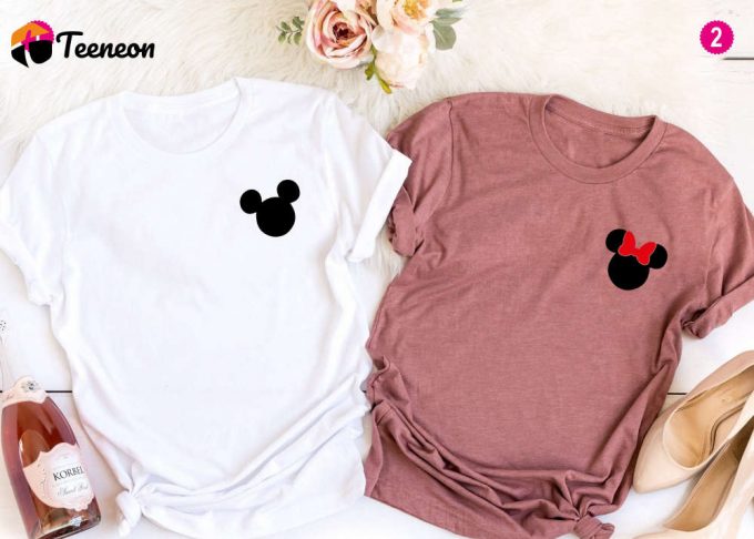 Disney Pocket Mickey &Amp;Amp; Minnie Head Ears Shirt - Perfect For Disneyworld Disneyland Trip 1