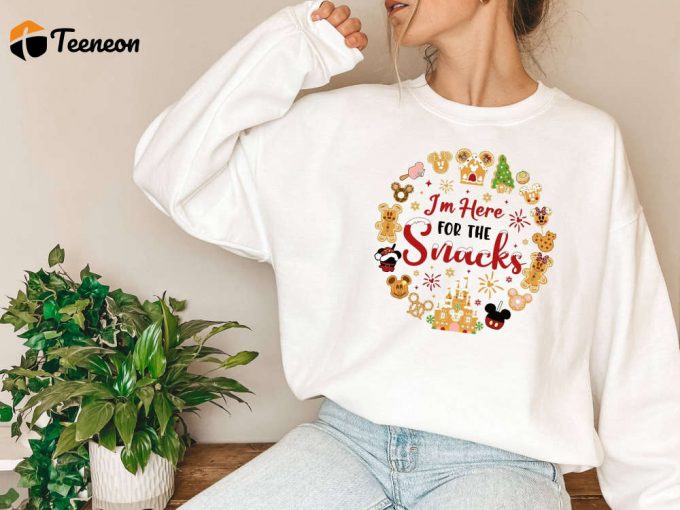 Disney Snacks Sweatshirt &Amp;Amp; T-Shirt: Mickey Mouse Holiday Sweater With Gingerbread Cookies - Here For The Snacks At Disneyworld! 1