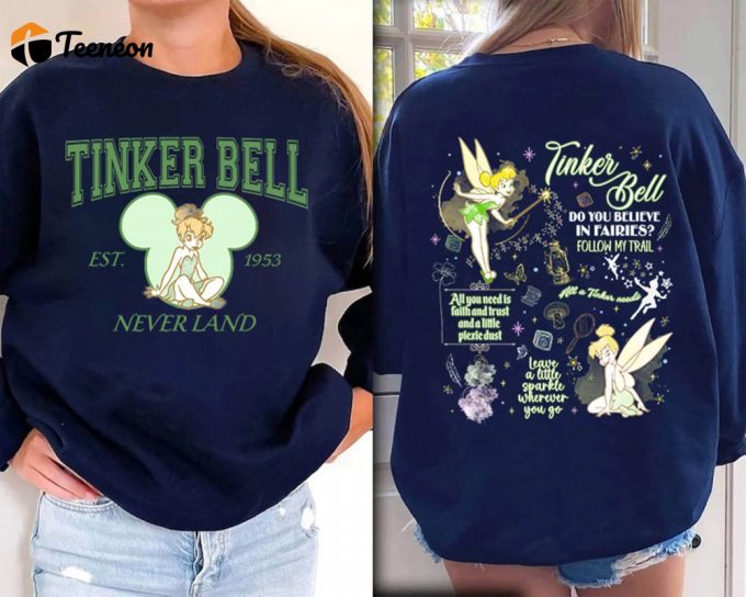 Disney Tinkerbell Shirt Peter Pan Neverland Disneyland Family Trip Disneyworld 1953 Shirt 1