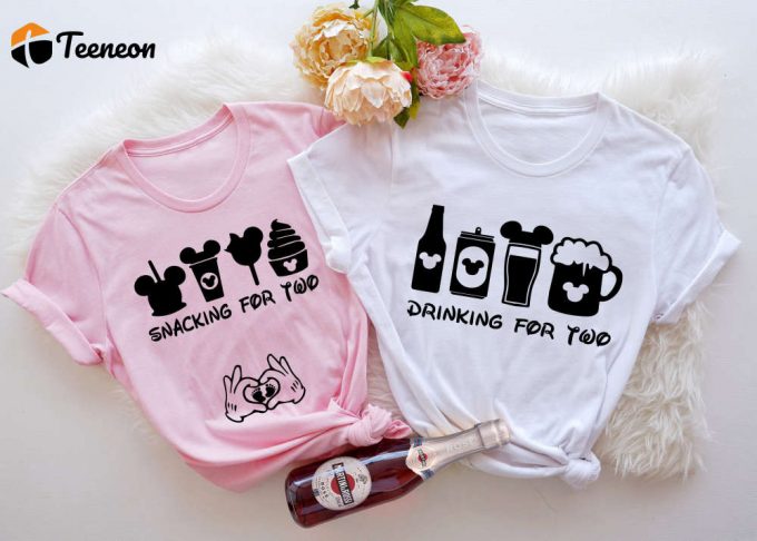 Disney Vacation Snacking For Two Pregnancy Announcement Shirt: Funny Mom-To-Be T-Shirt For Couples 1