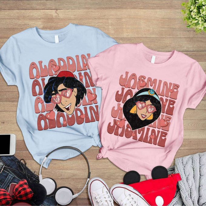 Disneyland Aladdin &Amp; Jasmine Couple Shirt Princess Valentines Disneyworld Anniversary &Amp; Just Married Shirt 2