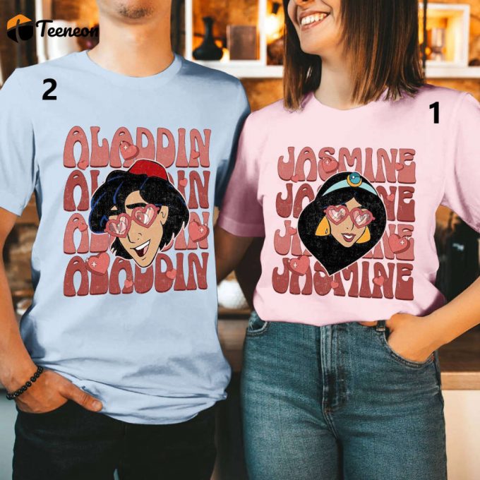 Disneyland Aladdin &Amp;Amp; Jasmine Couple Shirt Princess Valentines Disneyworld Anniversary &Amp;Amp; Just Married Shirt 1