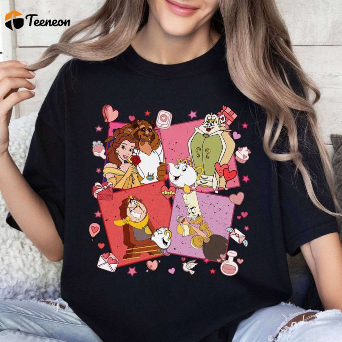 Disneyland Beauty And The Beast Valentine Shirt: Princess Belle &Amp;Amp; Beast Couple Tee 1