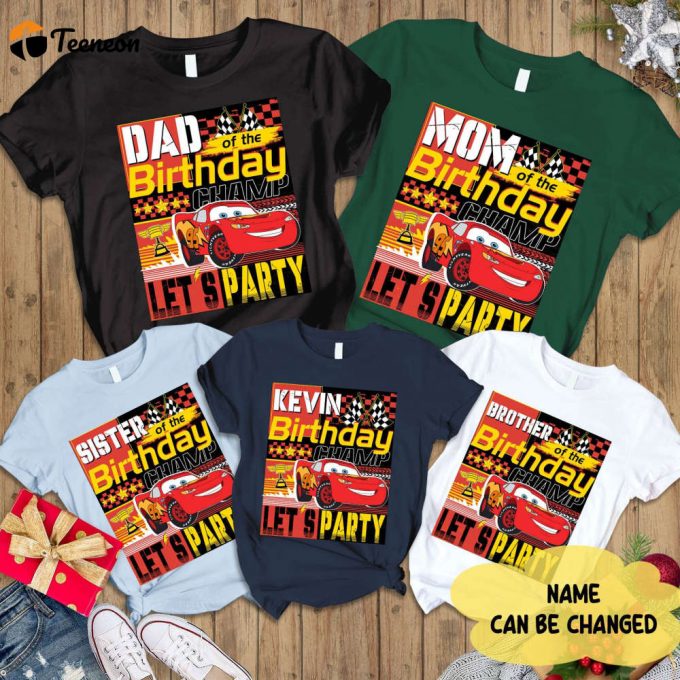 Personalized Disneyland Cars Lightning Mcqueen Birthday Shirt - Matching Family Shirts For Birthday Party 1