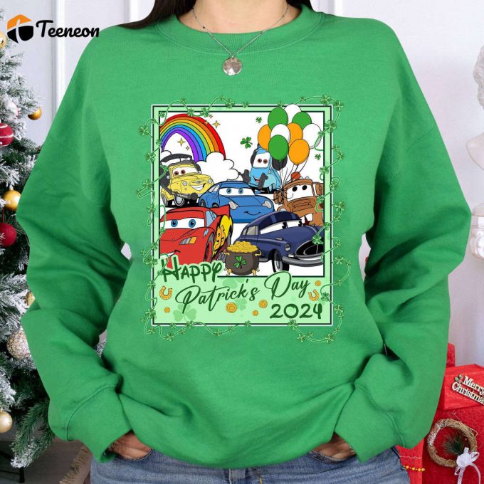 Disneyland Cars St Patrick S Day Shirt - Lightning Mcqueen Shamrock Family Vacation 2024 1