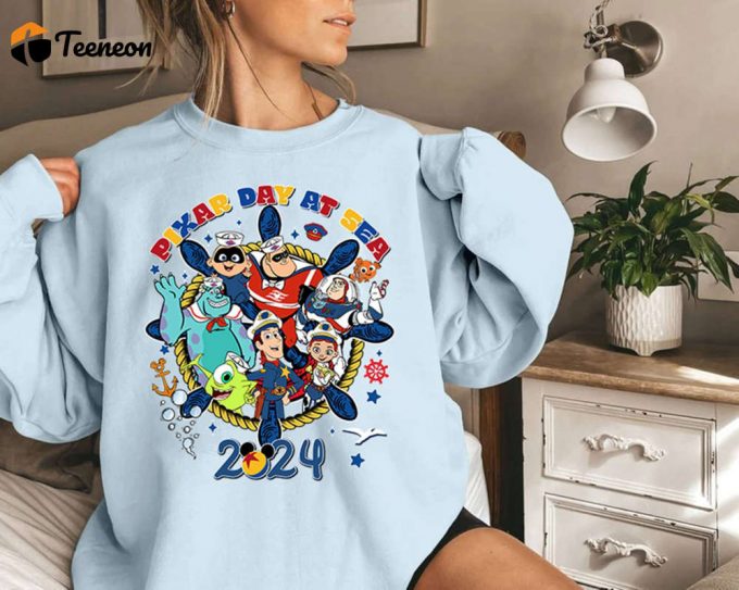 Disneyland Cruise Line Pixar Day At Sea 2024 Shirt Toy Story Monsters Inc Family Vacation 1