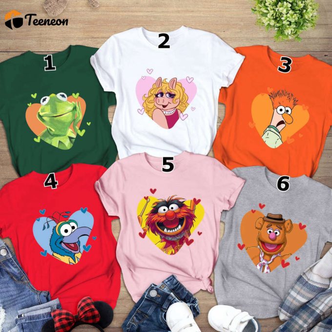 Disneyland Muppets Show Characters Valentine Sweatshirt - Miss Piggy Animal Gonzo Fozzie Kermit - Disneyworld Trip Tee 1