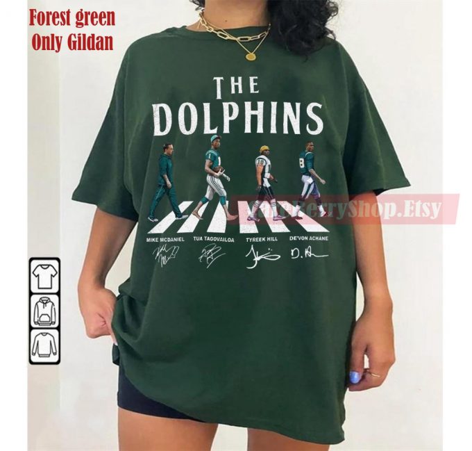 Dolphins Walking Abbey Road Football Shirt: Mcdaniel Tagovailoa Hill Achane - Miami Vintage Tee 2