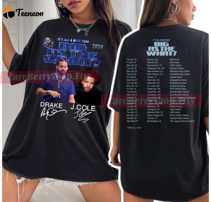 Drake &Amp;Amp; J Cole Tour 2024 T-Shirt: Vintage Unisex Gift For Fans - Blur Tour Shirt 1