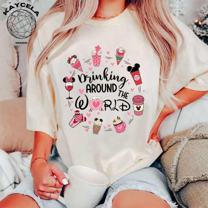 Disney Drinking Around The World Valentine Shirt: Perfect Disney Valentine S Day Gift With Snacks Design 2