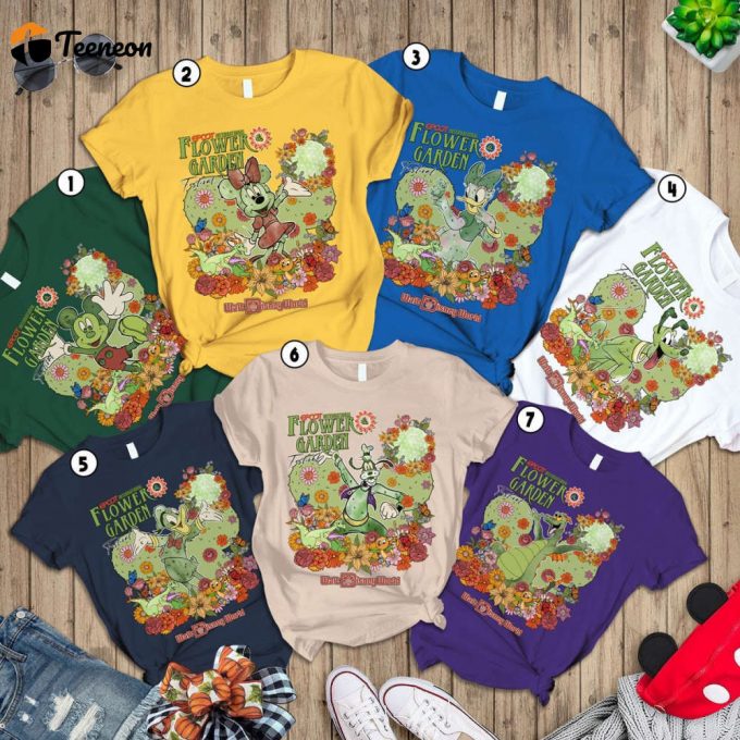 Epcot Flower Garden Festival 2024 Disneyland Shirt Mickey Minnie Figment Floral Epcot Center 1982 Disneyworld Family Shirt 1