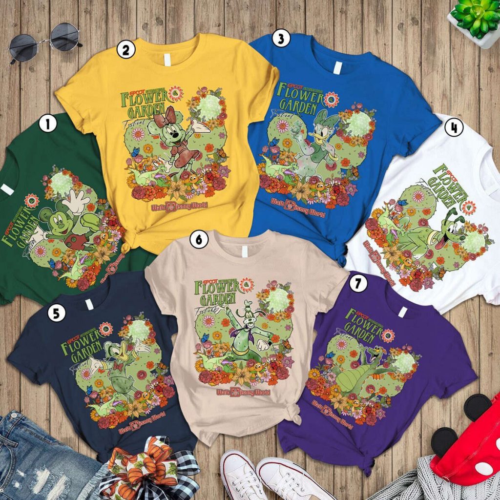 Epcot Flower Garden Festival Shirt 2024 - Mickey Minnie Figment Floral Disneyworld Family Shirt 2