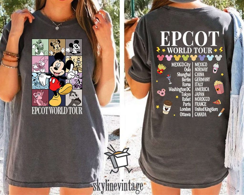 Limited Edition 2023 Epcot World Tour Shirt: Mickey &Amp; Friends - Drink Around The World 2