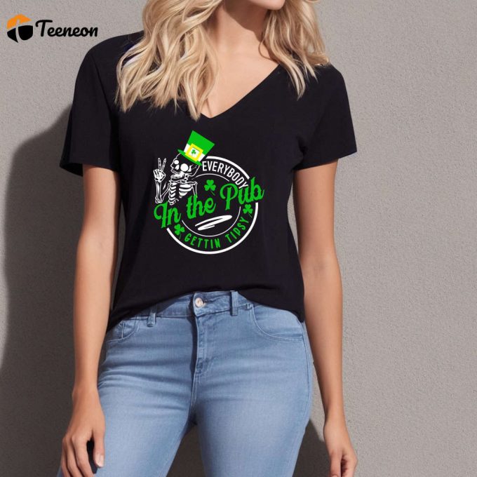 Gettin Tipsy T-Shirt: Funny Irish Shirt For Saint Patrick S Day &Amp;Amp; Day Drinking - Alcohol Shirt With Skeleton Irish Design 1