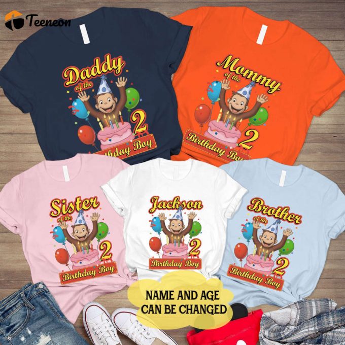 Custom Family &Amp;Amp; Curious George Birthday Matching Shirts – Fun Party Shirts! 1