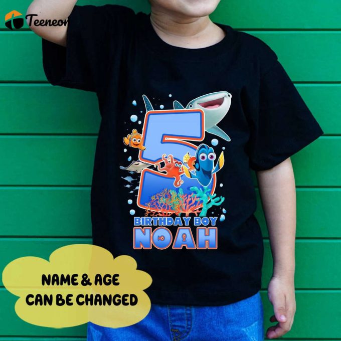 Finding Nemo Family Birthday Shirt - Fun 5Th Birthday Party Attire For Boys And Girls 1