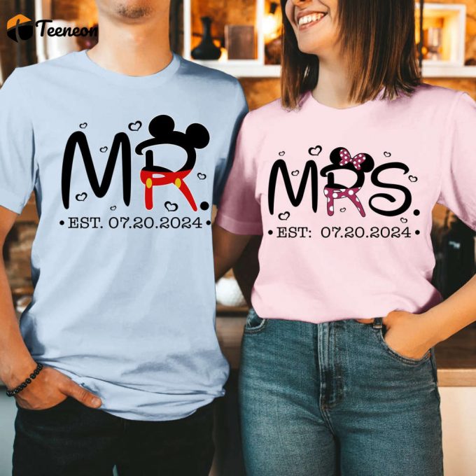 Family Mr And Mrs Shirts: Mickey And Minnie Matching Gift Tees For Wedding Party &Amp;Amp; Honeymoon 1