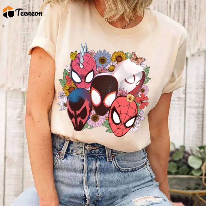 Floral Spider-Man Across The Spider-Verse Shirt - Perfect Gift For Mcu &Amp;Amp; Avengers Fans 1