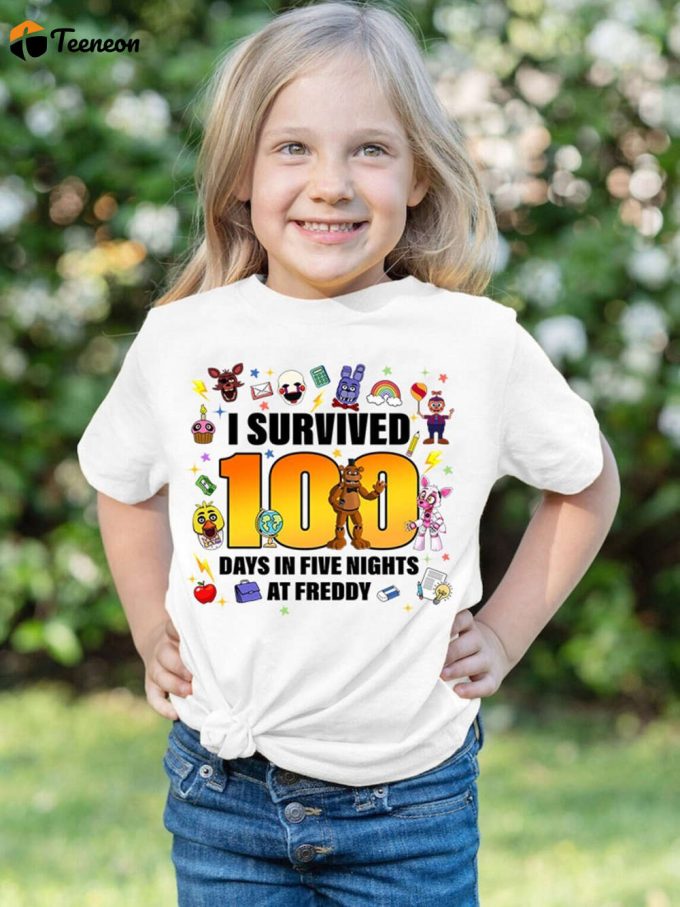 Fnaf I Survived 100 Days Of School Shirt Freddy Fazbear 100Th Day Kindergarten Teacher 1