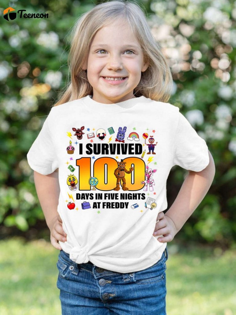 Fnaf I Survived 100 Days Of School Shirt Freddy Fazbear 100Th Day Kindergarten Teacher 2