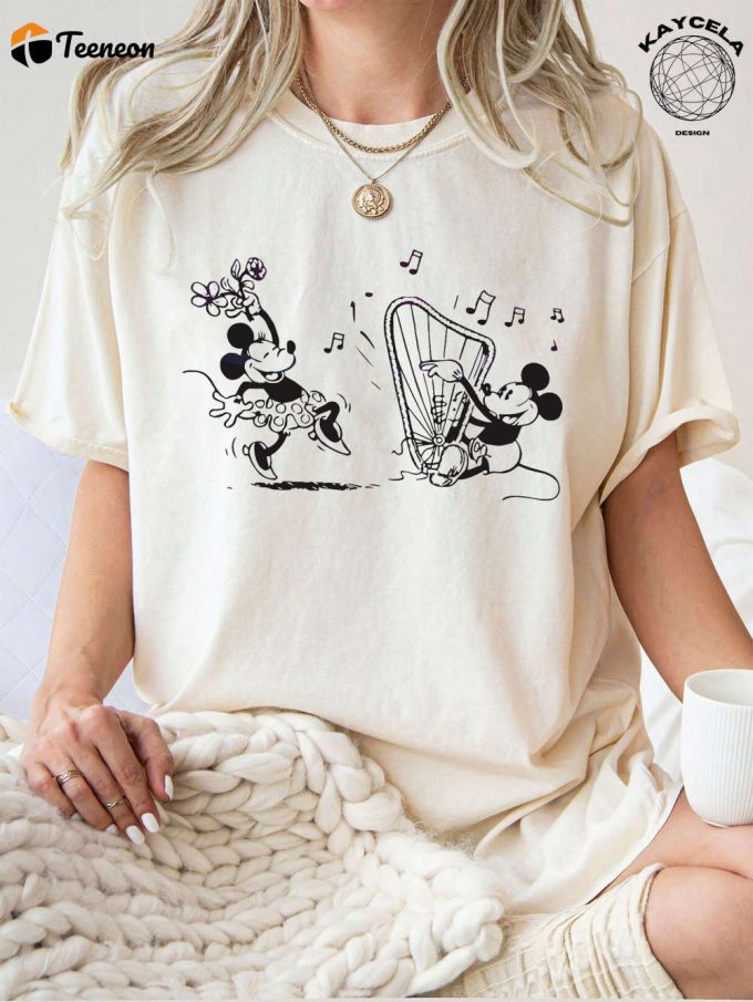 Fun And Vintage: Funny Dancing Mickey And Minnie Mouse Shirt For Disney Vacation Perfect Matching Family Shirt &Amp;Amp; Cute Kids Apparel 1