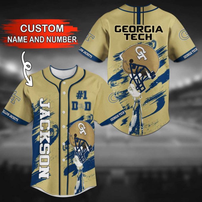 Georgia Tech Yellow Jackets Personalized Baseball Jersey 2