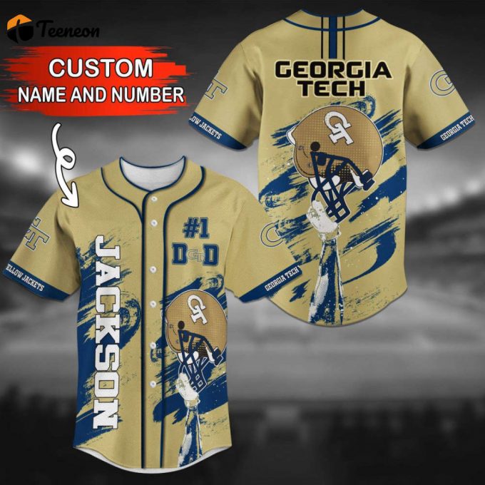 Georgia Tech Yellow Jackets Personalized Baseball Jersey 1