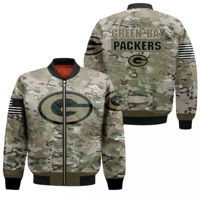 Green Bay Packers Camouflage Veteran Bomber Jacket - Gift For Men Women 2