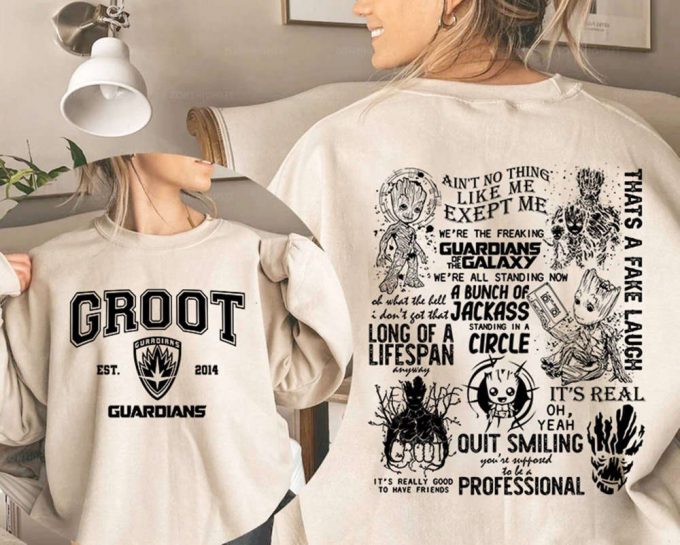 Vintage Groott 1994 Double-Sided Sweatshirt Guardians Of The Galaxy Vol 3 Shirt Quill Rocket Groot 2