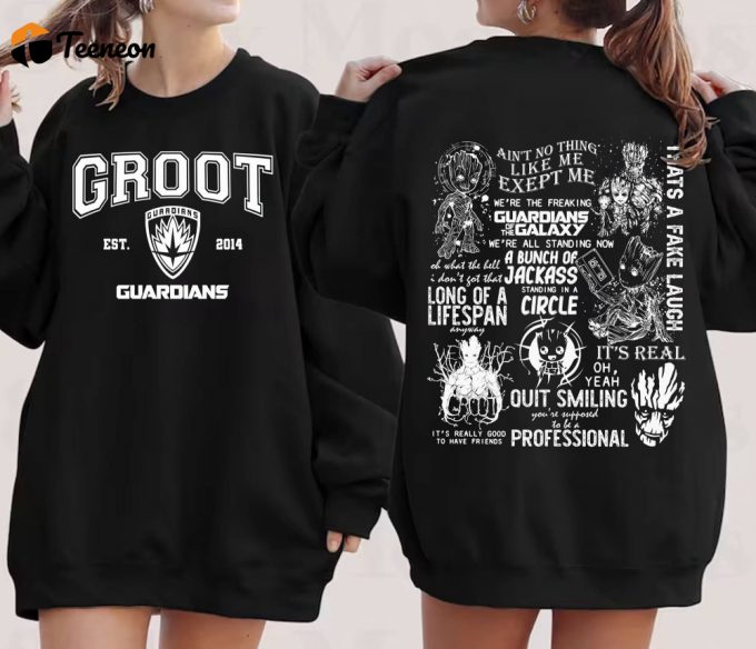 Vintage Groott 1994 Double-Sided Sweatshirt Guardians Of The Galaxy Vol 3 Shirt Quill Rocket Groot 1